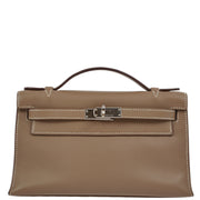 Hermes 2009 Etoupe Swift Kelly Pochette Handbag