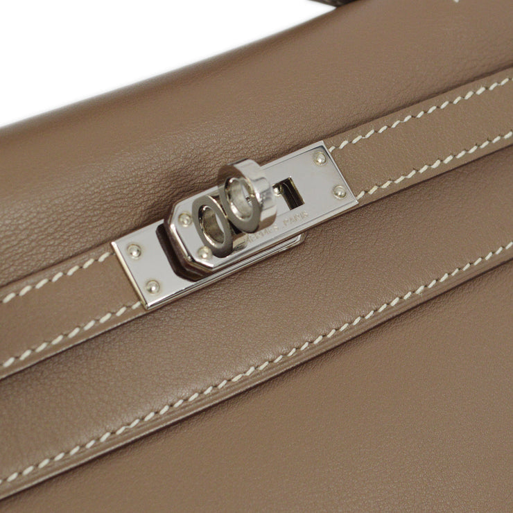 Hermes 2009 Etoupe Swift Kelly Pochette Handbag