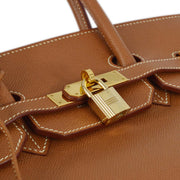 Hermes 2002 Gold Courchevel Birkin 35 Handbag