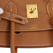 Hermes 2002 Gold Courchevel Birkin 35 Handbag