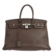 Hermes 2007 Brown Taurillon Clemence Birkin 35 Handbag