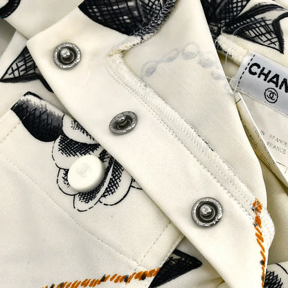 Chanel Icons Print Cropped T-shirt Ivory 96P #38