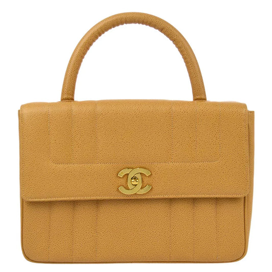 Chanel 1994-1996 Beige Caviar Mademoiselle Handbag