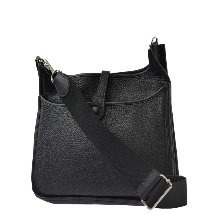 Hermes 2014 Black Taurillon Clemence Evelyne 3 PM Shoulder Bag