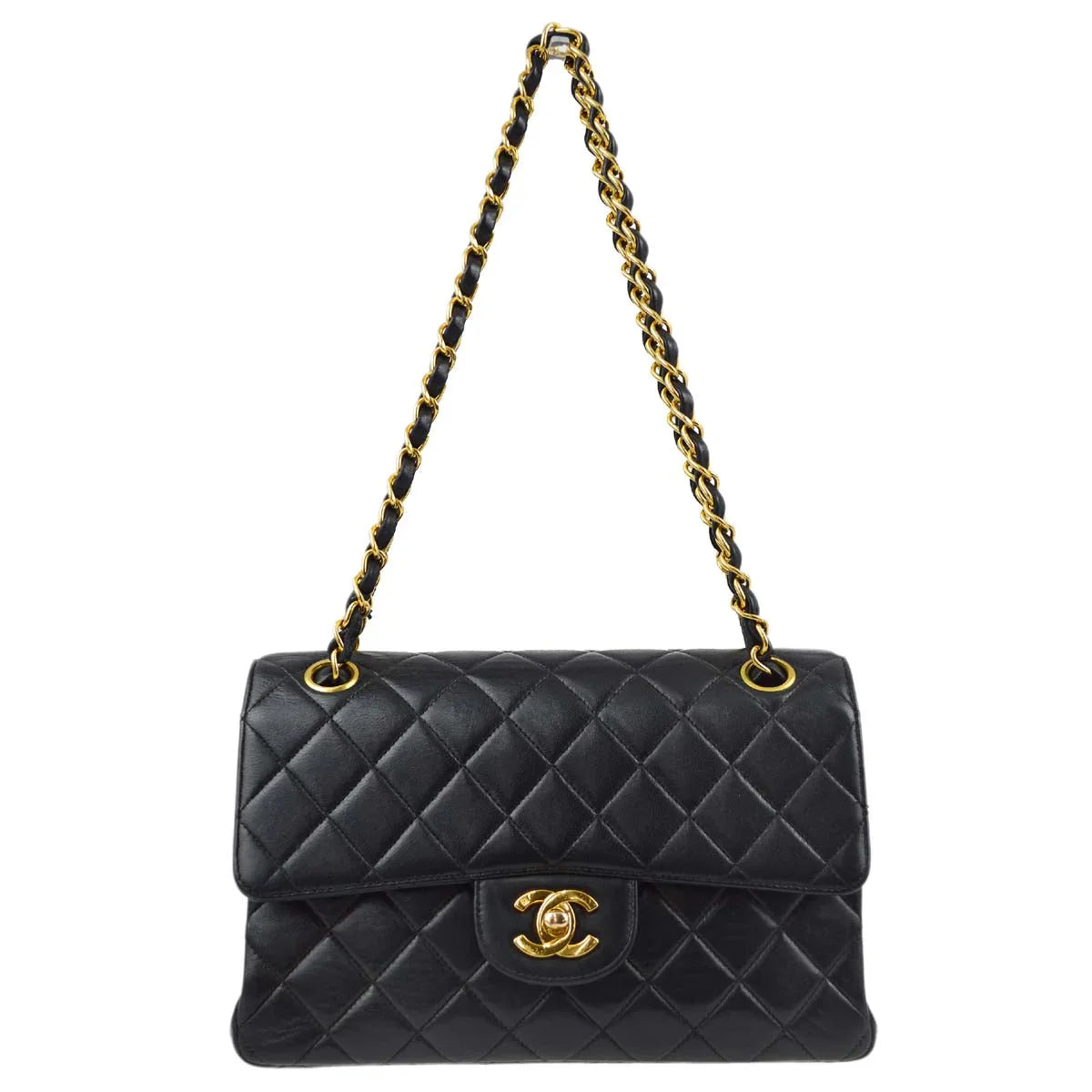 Chanel Black Lambskin Double Sided Classic Flap Shoulder Bag