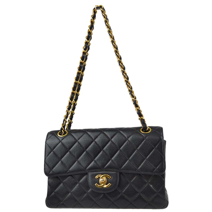Chanel Black Lambskin Double Sided Classic Flap Shoulder Bag