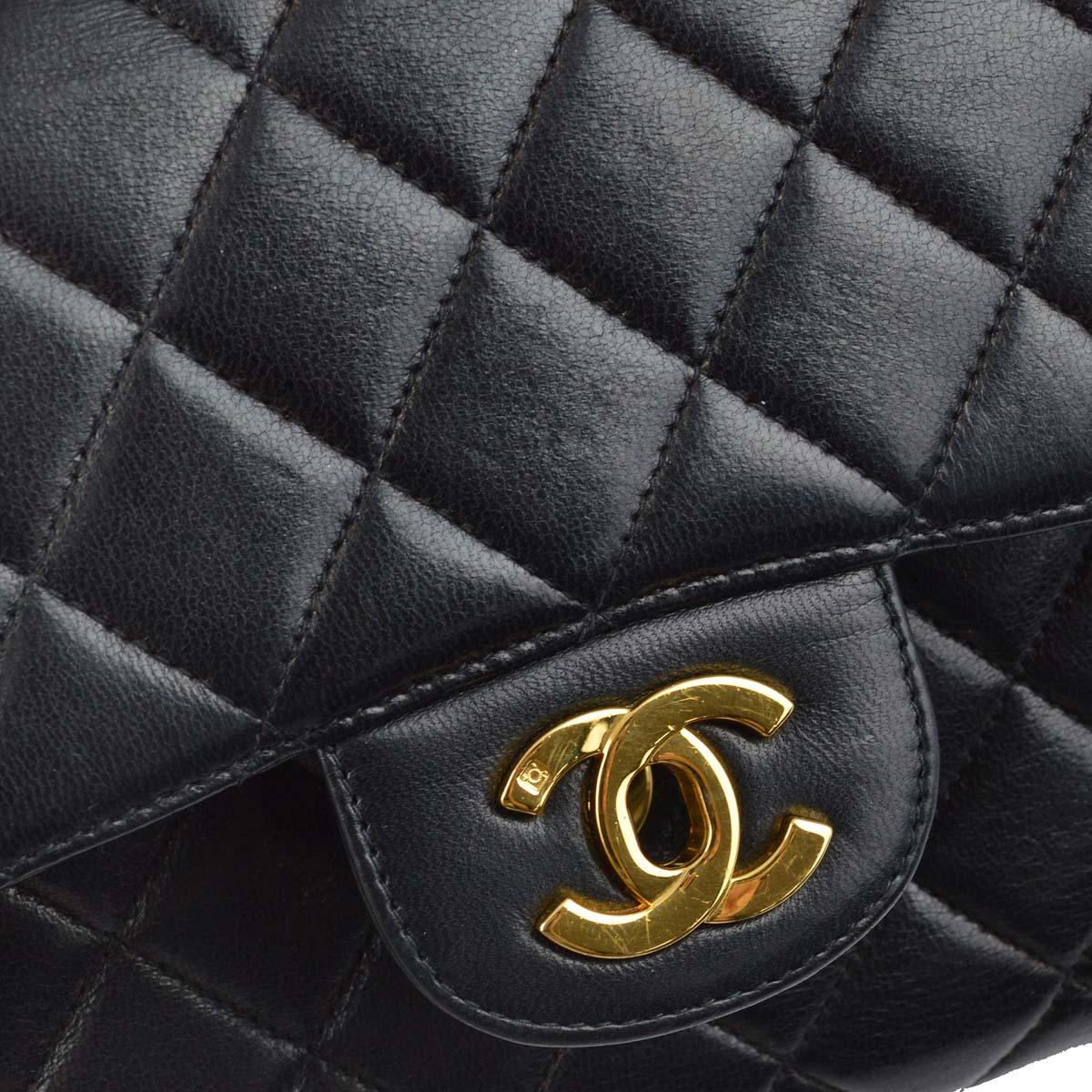 Chanel Black Lambskin Double Sided Classic Flap Shoulder Bag