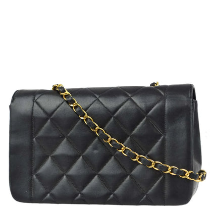 Chanel 1996-1997 Black Lambskin Small Diana Shoulder Bag