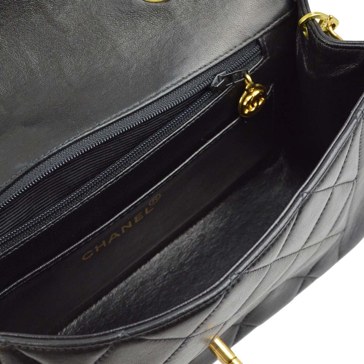 Chanel 1996-1997 Black Lambskin Small Diana Shoulder Bag