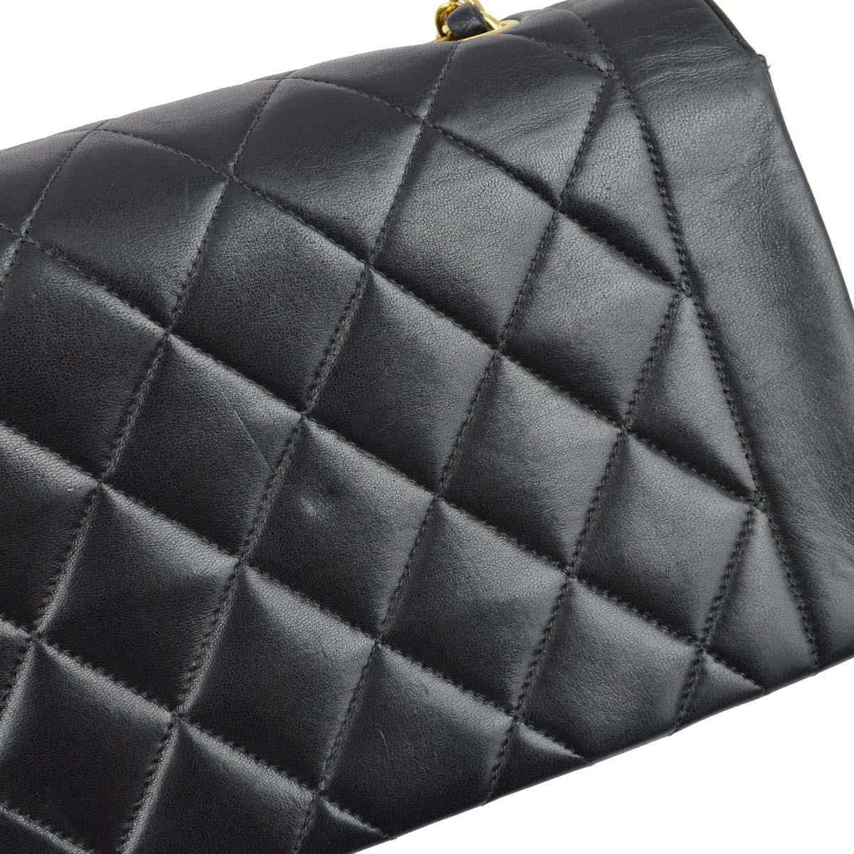 Chanel 1996-1997 Black Lambskin Small Diana Shoulder Bag