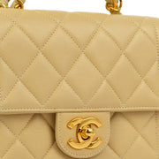 Chanel Beige Lambskin Mini Classic Square Flap Handbag 17