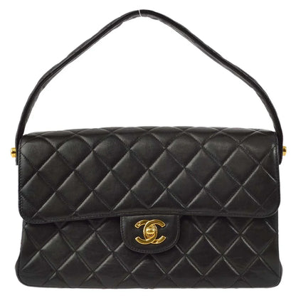 Chanel 1996-1997 Black Lambskin Double Sided Classic Flap Handbag