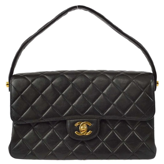 Chanel 1996-1997 Black Lambskin Double Sided Classic Flap Handbag