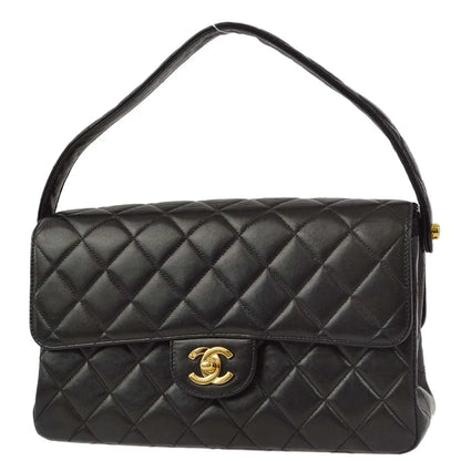 Chanel 1996-1997 Black Lambskin Double Sided Classic Flap Handbag