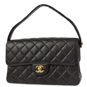 Chanel Black Lambskin Double Sided Classic Flap Handbag