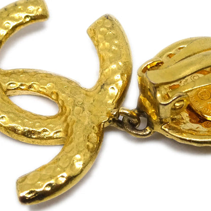 Chanel Gold Dangle Earrings Clip-On 95A