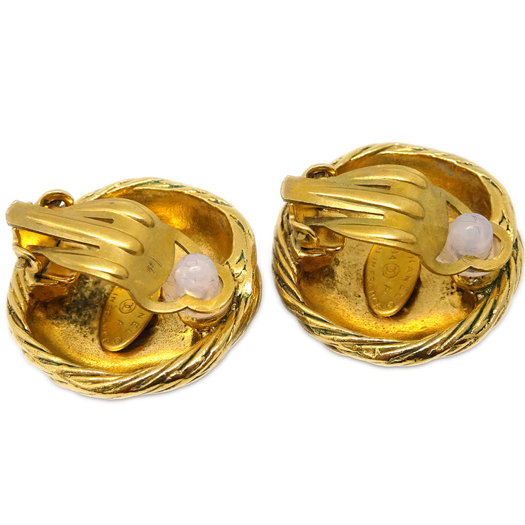 Chanel Button Earrings Clip-On Gold 94A