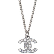Chanel Silver Necklace Pendant Rhinestone F12W