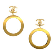 Chanel Hoop Dangle Earrings Clip-On Gold