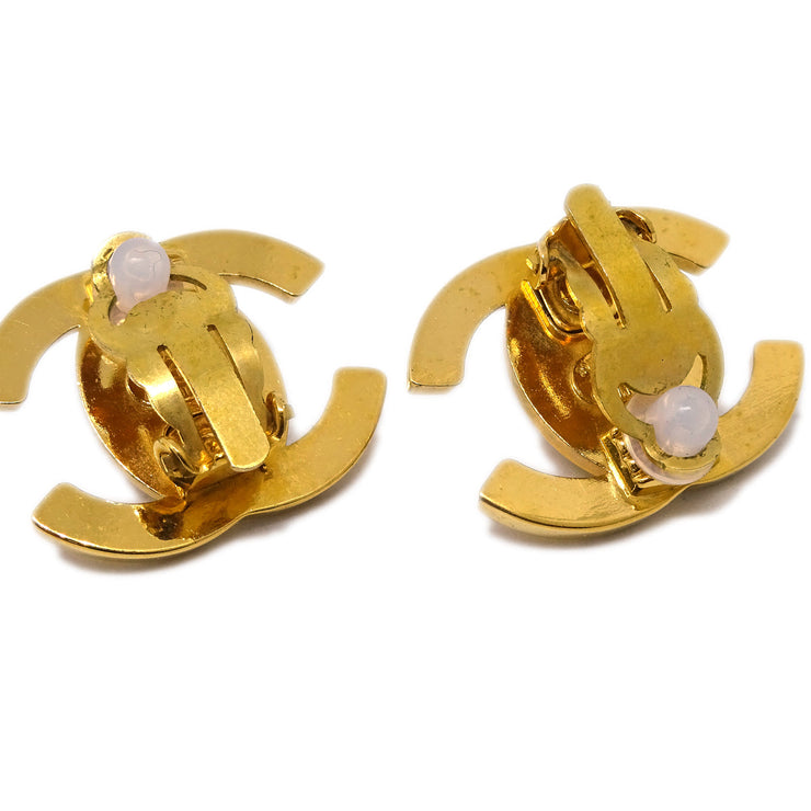 Chanel CC Turnlock Earrings Clip-On Gold Large 97P