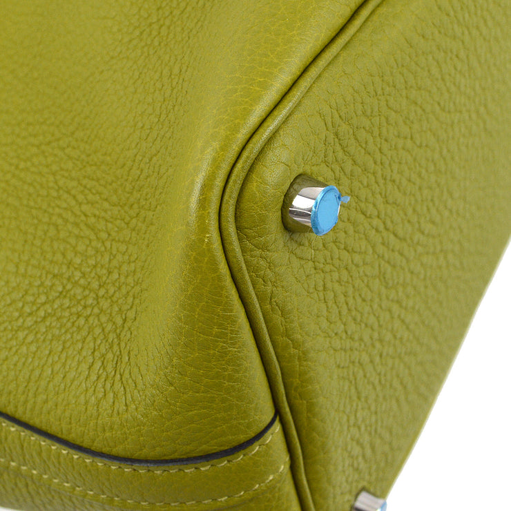 Hermes 2008 Green Taurillon Clemence Picotin 18 PM Handbag
