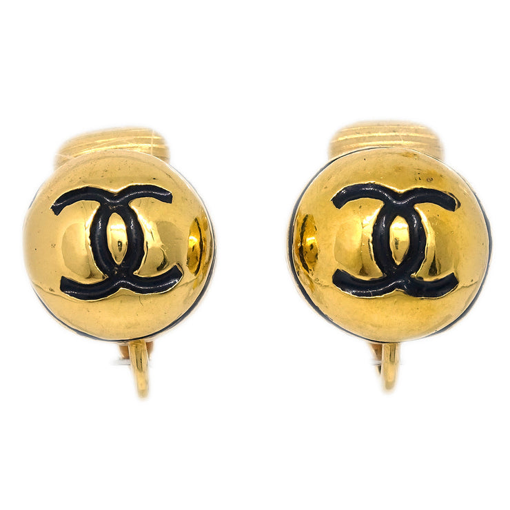 Chanel Button Earrings Clip-On Gold 205