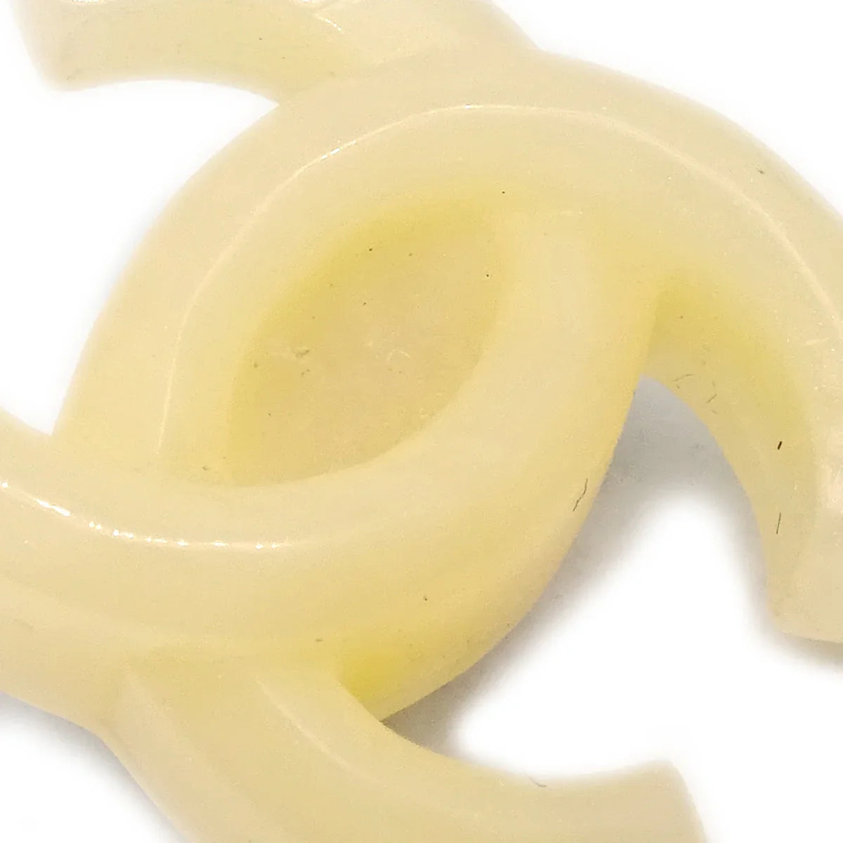 Chanel CC Earrings Clip-On White Ivory Acrylic 02P