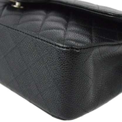 Chanel 2000-2001 Black Caviar Medium Classic Double Flap Shoulder Bag