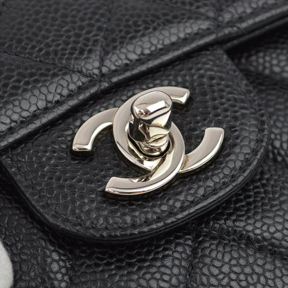 Chanel 2000-2001 Black Caviar Medium Classic Double Flap Shoulder Bag