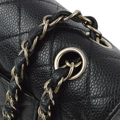 Chanel 2000-2001 Black Caviar Medium Classic Double Flap Shoulder Bag