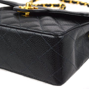 Chanel Black Caviar Mini Classic Square Flap Shoulder Bag 17