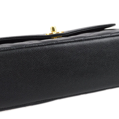 Chanel 1997-1999 Black Caviar Medium Diana Shoulder Bag