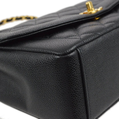 Chanel 1997-1999 Black Caviar Medium Diana Shoulder Bag