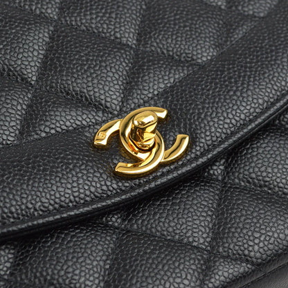 Chanel 1997-1999 Black Caviar Medium Diana Shoulder Bag