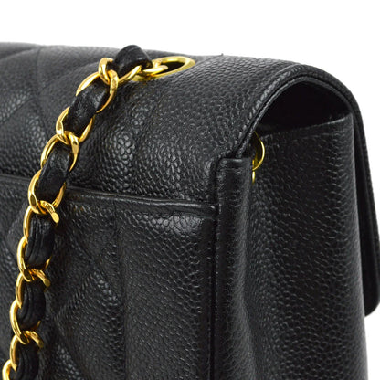Chanel 1997-1999 Black Caviar Medium Diana Shoulder Bag