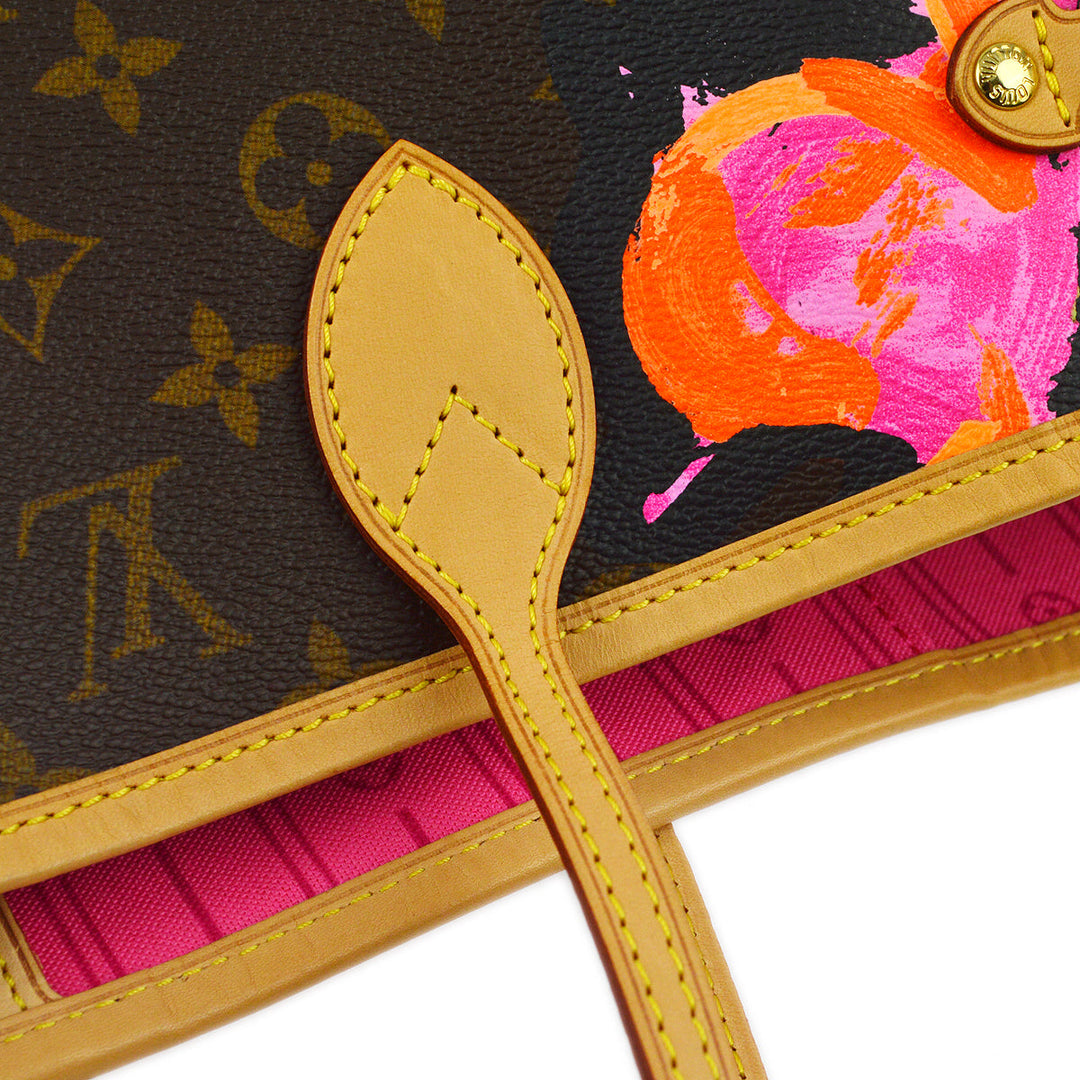 Louis Vuitton 2008 Monogram Rose Neverfull MM Shoulder Tote Bag
