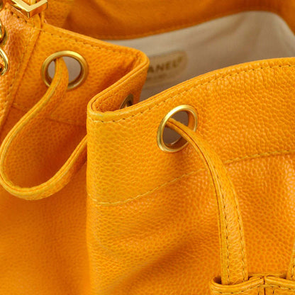 Chanel 1996-1997 Orange Caviar Triple CC Bucket Shoulder Bag
