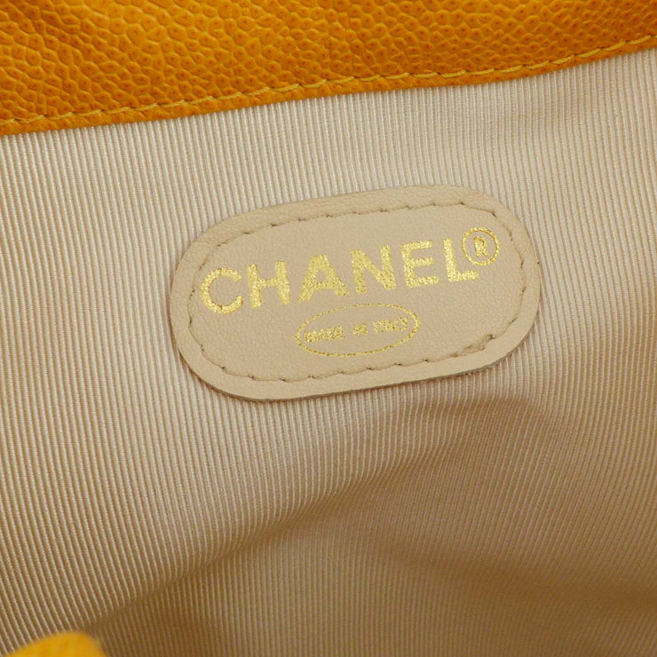 Chanel Orange Caviar Triple CC Bucket Shoulder Bag