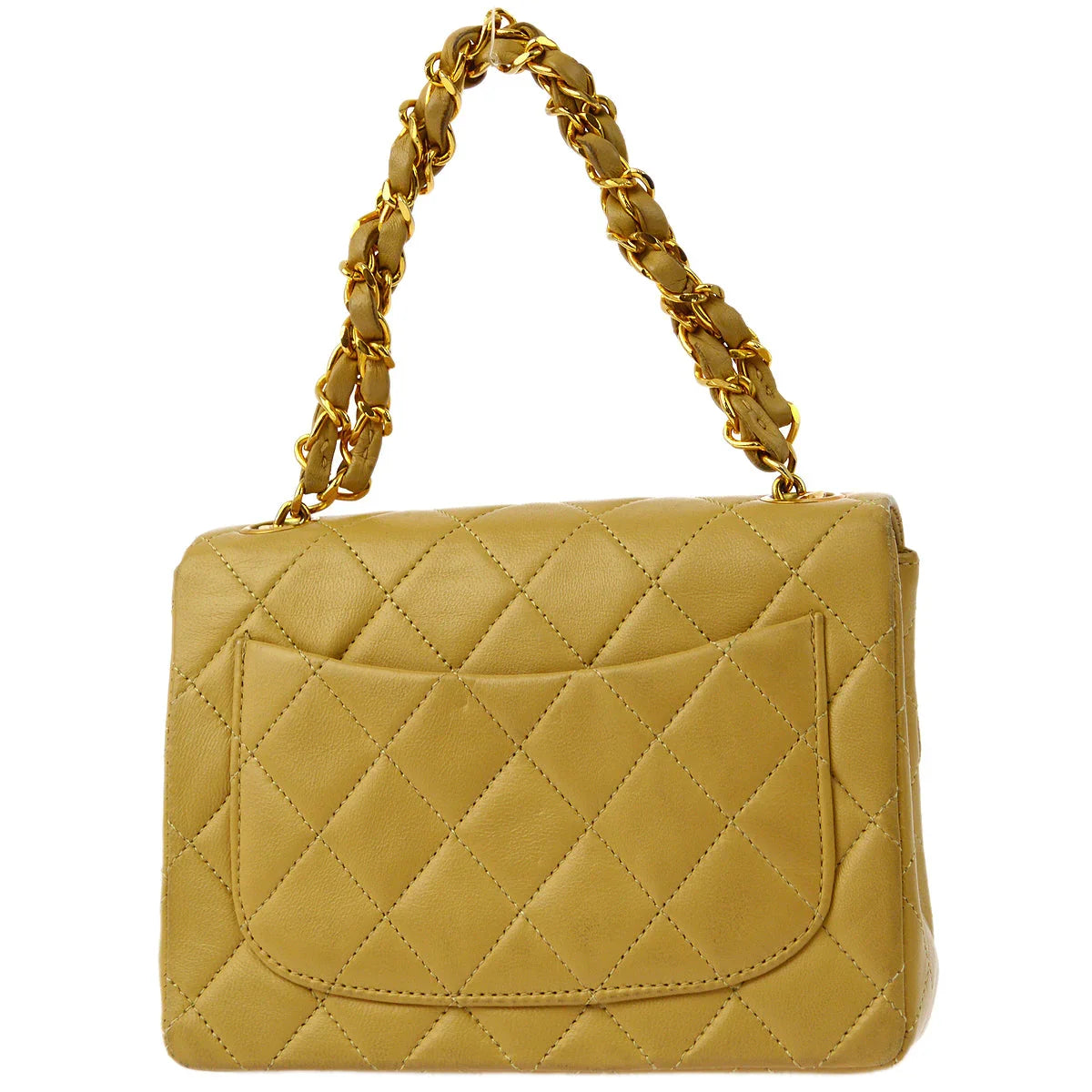 Chanel 1986-1988 Beige Lambskin Mini Classic Square Flap Handbag 17