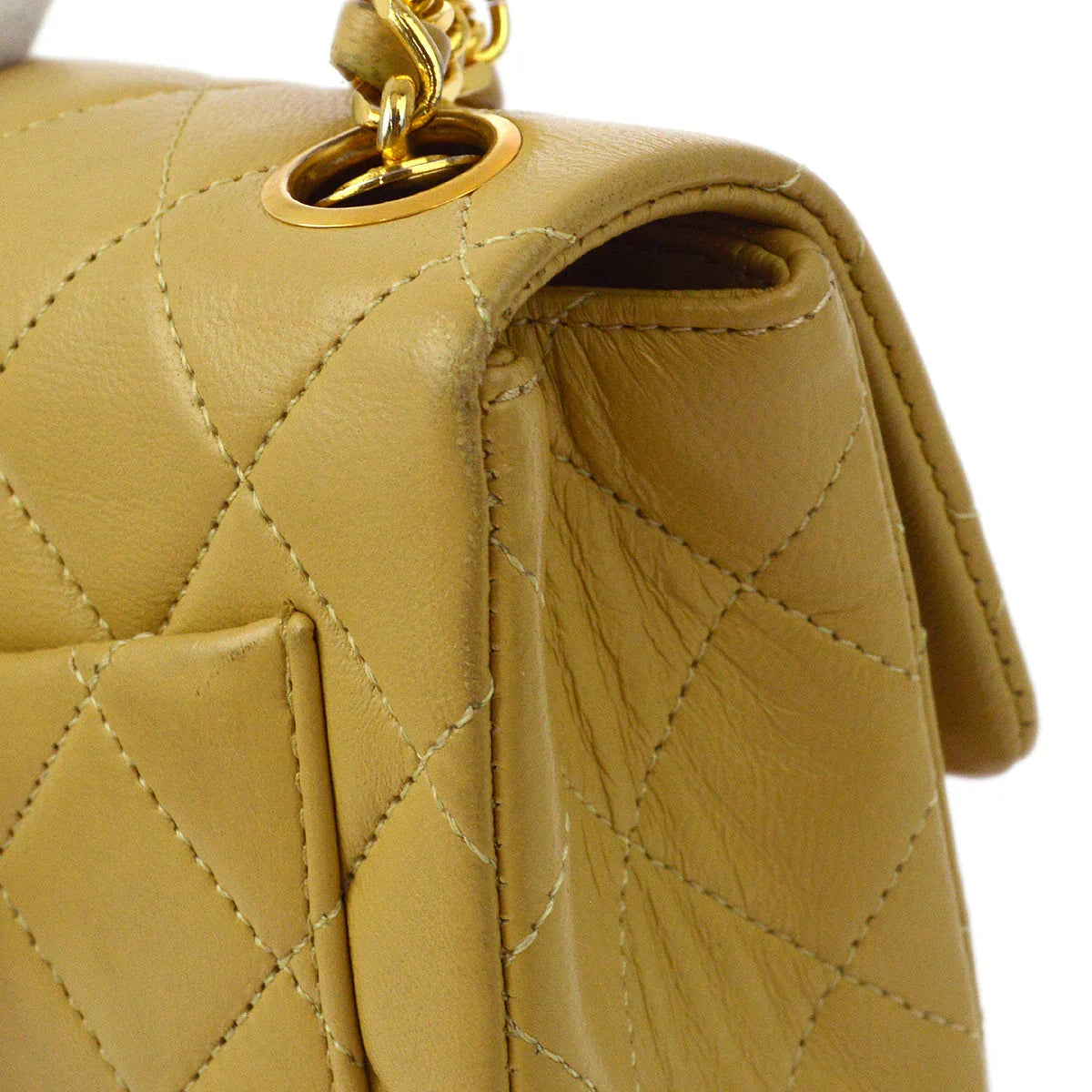 Chanel 1986-1988 Beige Lambskin Mini Classic Square Flap Handbag 17