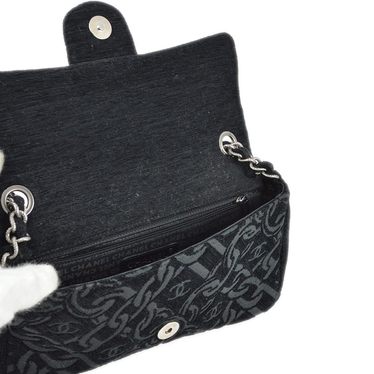 Chanel Black Cotton Chain Shoulder Bag