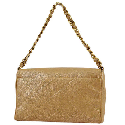 Chanel 2000-2001 Beige Caviar Chain Shoulder Bag 25