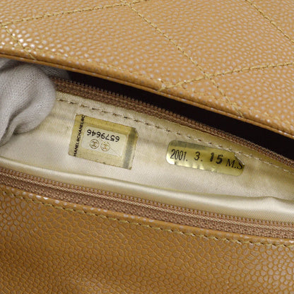 Chanel 2000-2001 Beige Caviar Chain Shoulder Bag 25