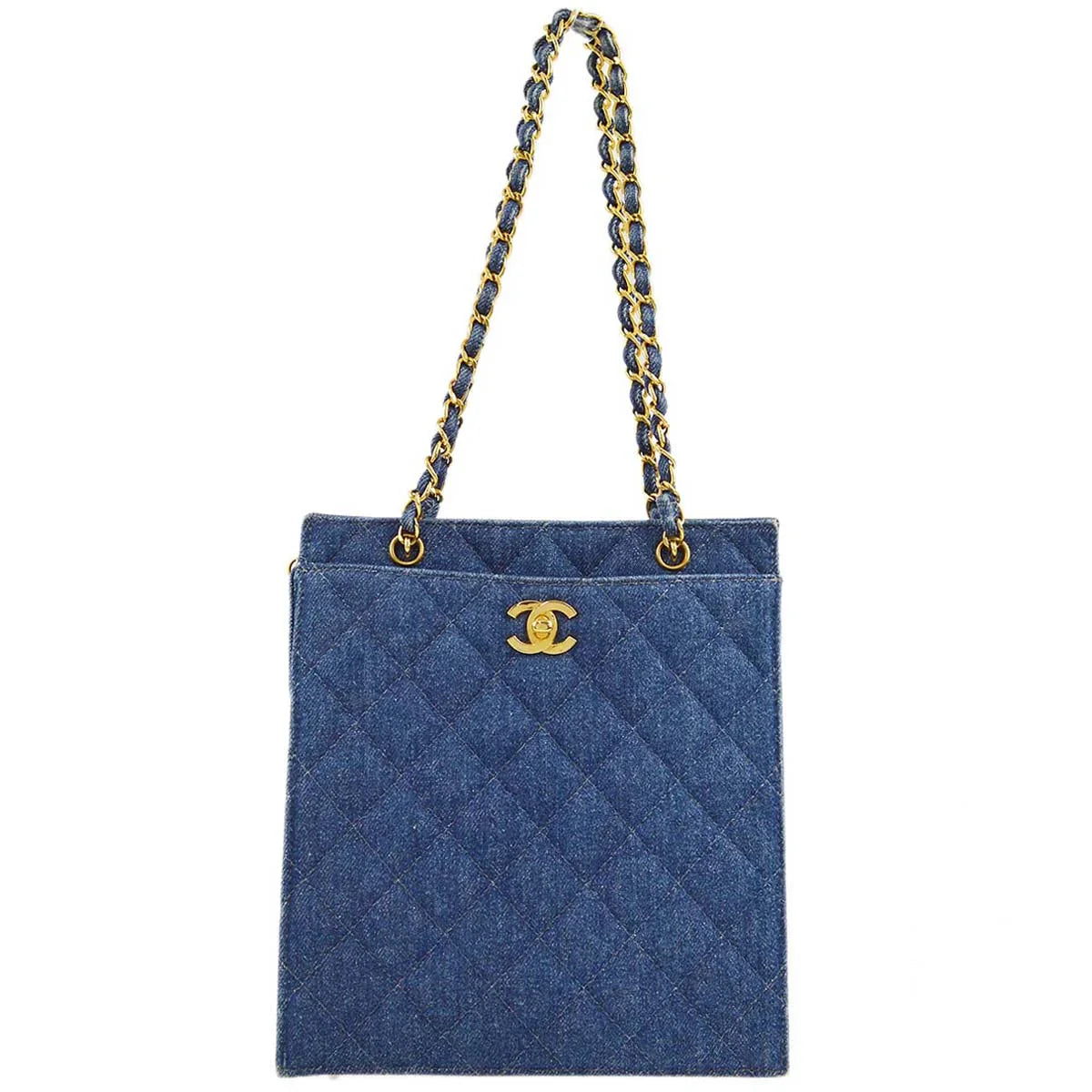 Chanel 1997-1999 Denim Chain Tote Handbag