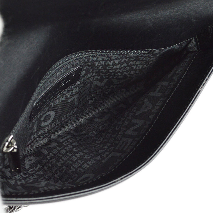 Chanel Black Lambskin Camellia Full Flap Handbag
