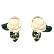 Chanel Camellia Earrings Clip-On White 04A