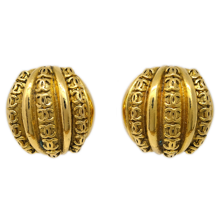 Chanel Button Earrings Clip-On Gold 23