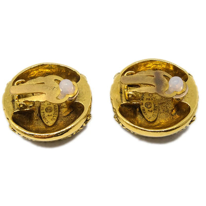 Chanel Button Earrings Clip-On Gold 23