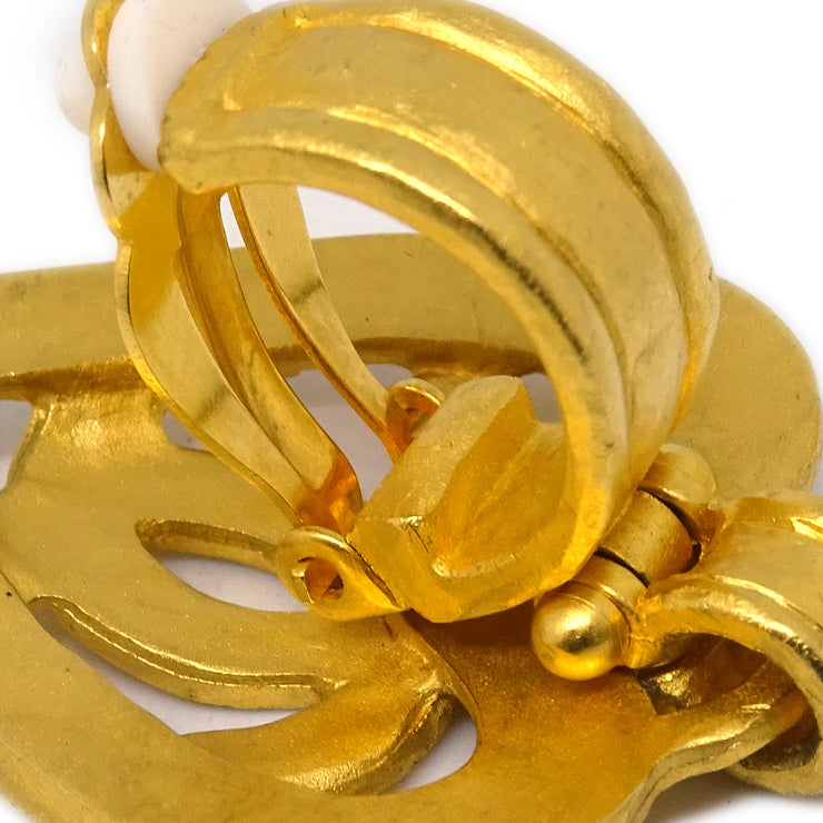 Chanel Dangle Heart Earrings Gold Clip-On 95P