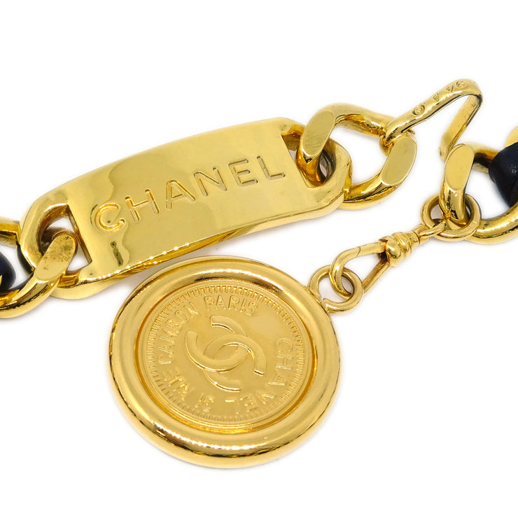 Chanel Gold Black Medallion Chain Belt 94A Small Good